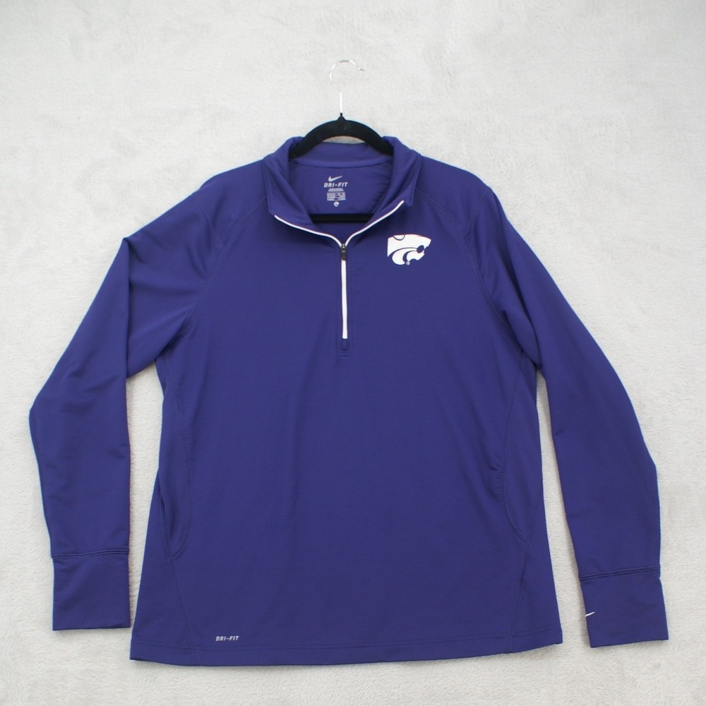 Nike Kansas State Wildcats Womens XL Purple Dri-FIT Quarter Zip Pullover Shirt